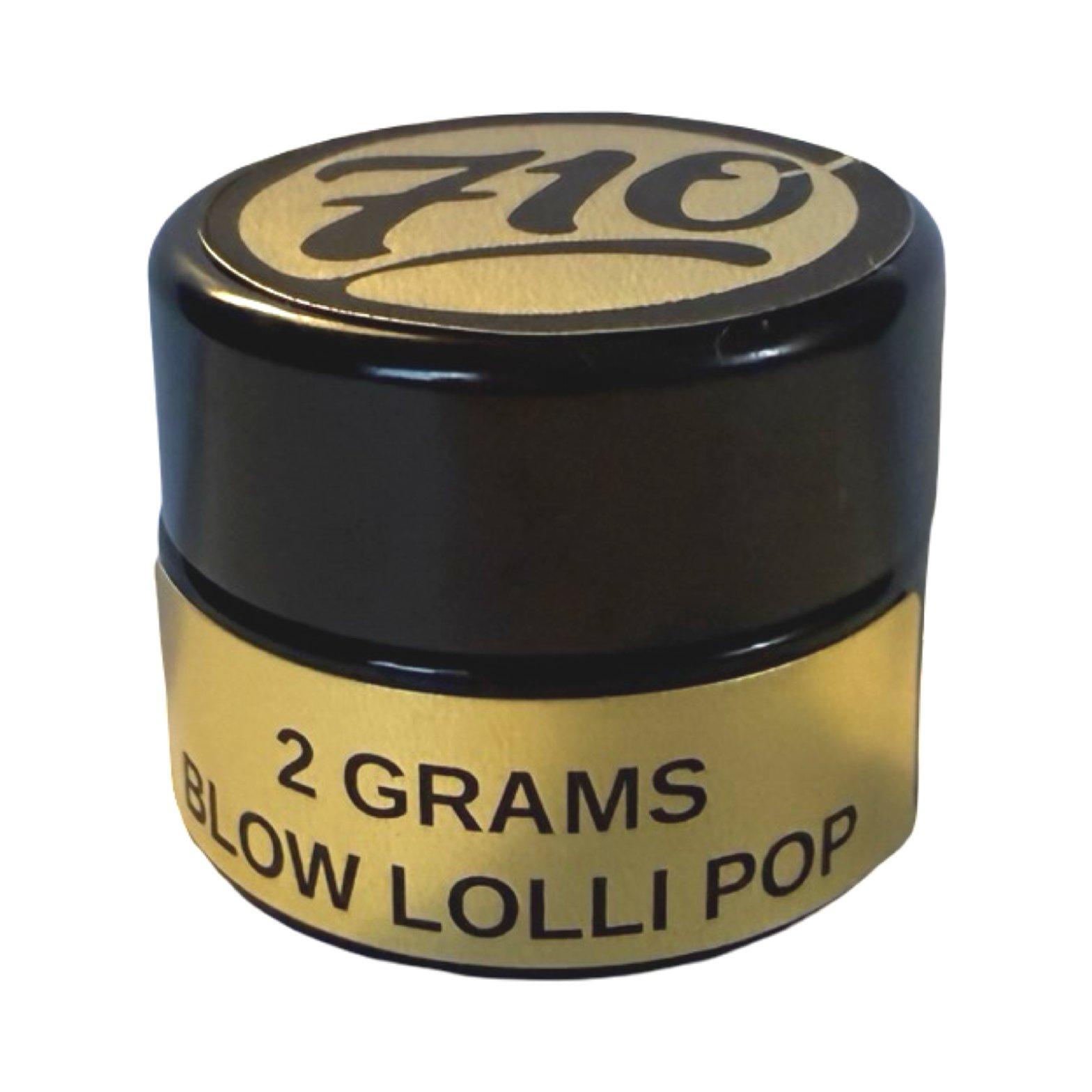710 Oil Club Blow Lolli Pop cold cure concentrate in a 2g black and gold jar