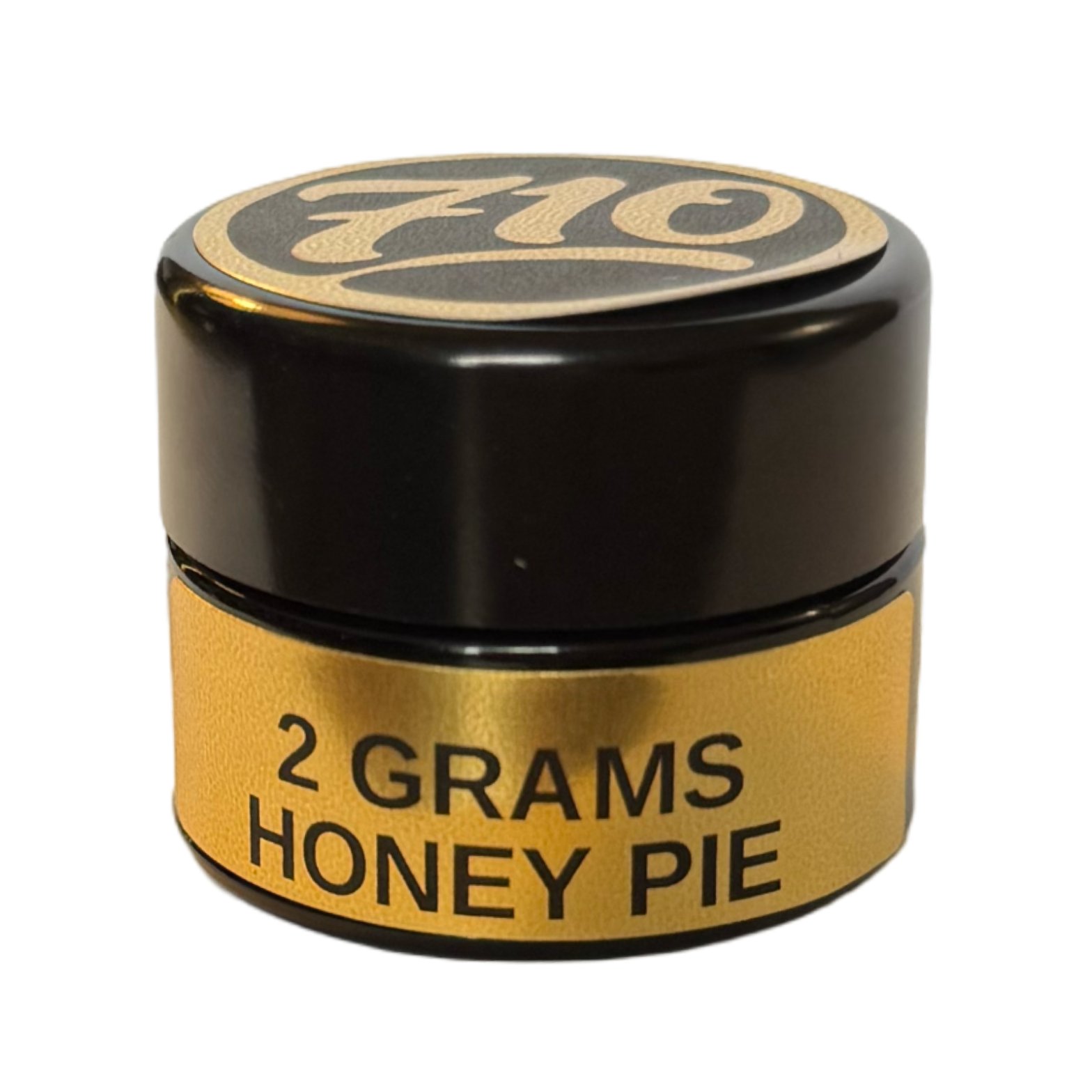 710 Oil Club 2g Honey Pie cold cure concentrate in black and gold glass jar on white background