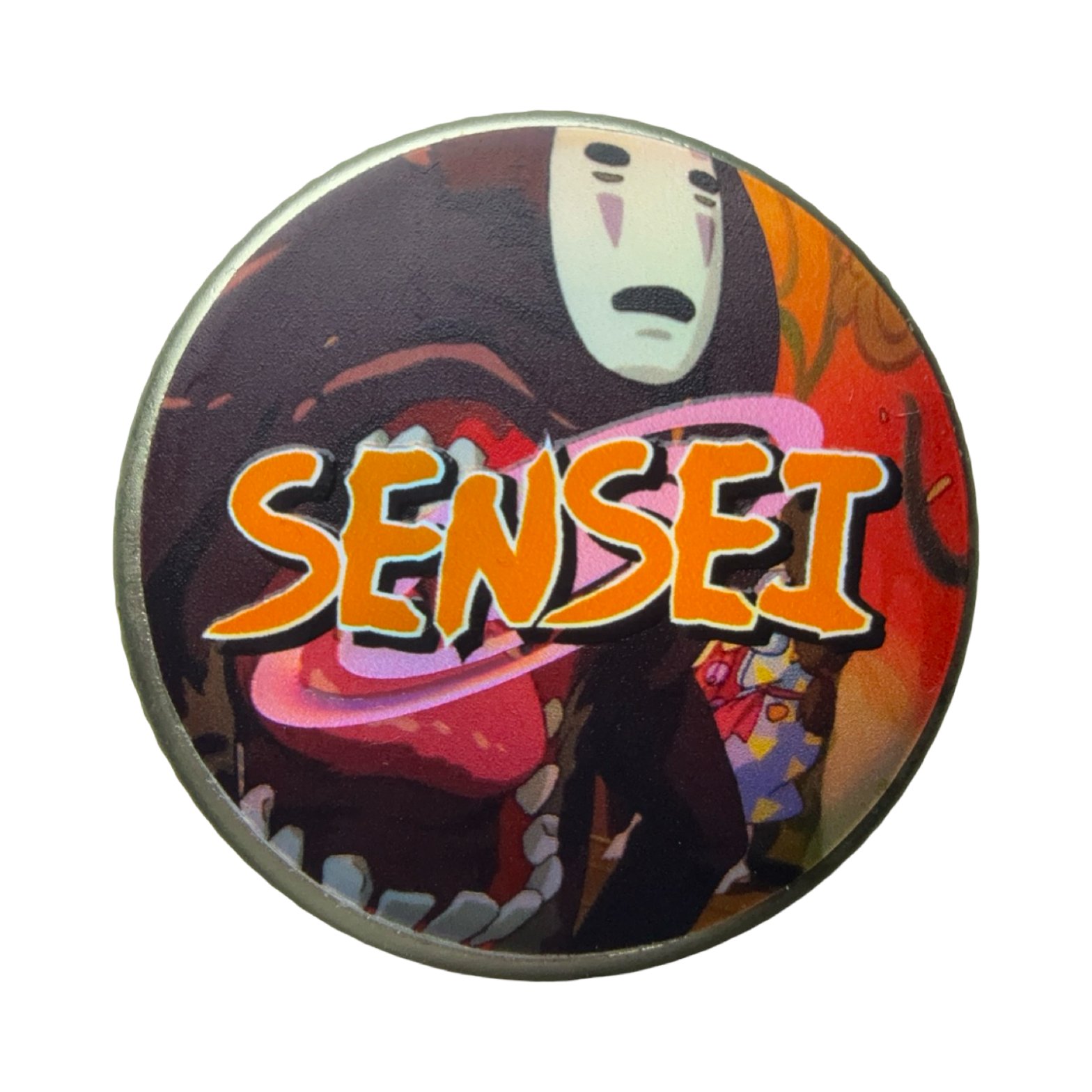 Sensei Solventless round tin lid with anime-inspired No-Face artwork and bold orange SENSEI logo